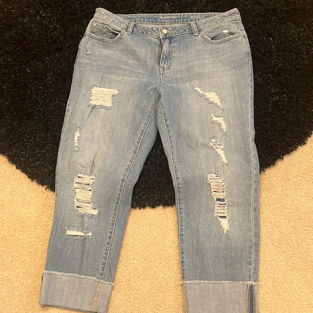 Distressed cuffed jeans